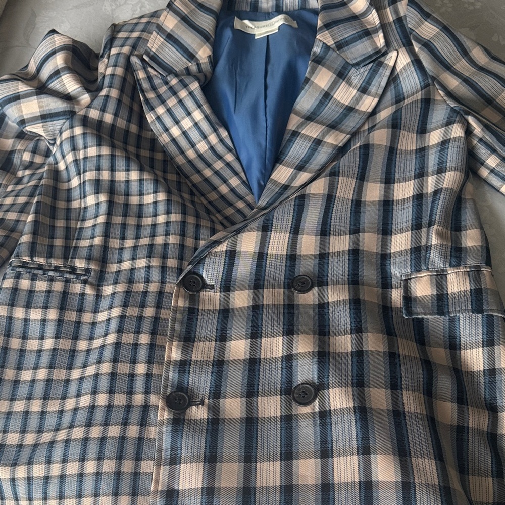 Treasure & Bond Blue Plaid Lined Jacket